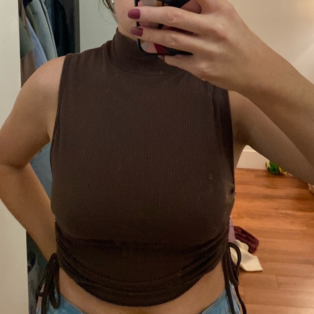 Zara Cropped Turtle Neck Sleeveless Top